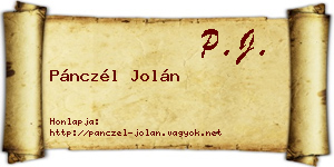 Pánczél Jolán névjegykártya